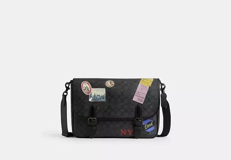 Hitch Messenger Bag In Signature Canvas With Patches