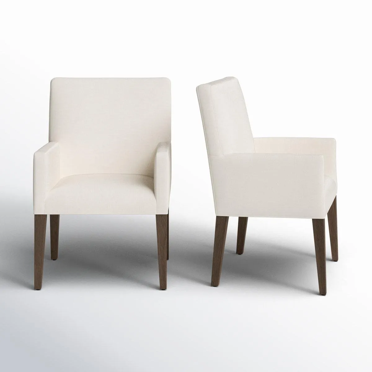 Meria Upholstered Arm Chair in Beige (Set of 2)