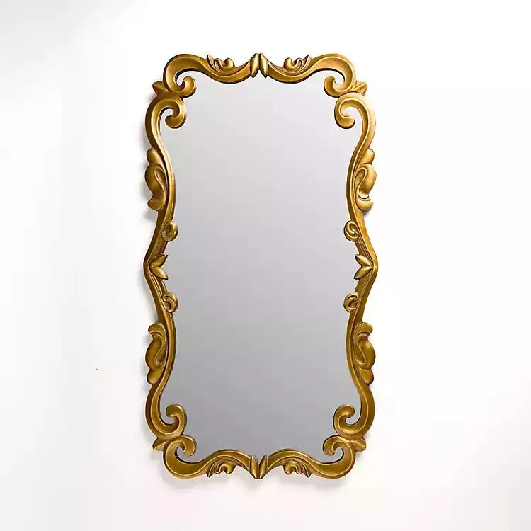 Serena Antique Gold Carved Scroll Wall Mirror