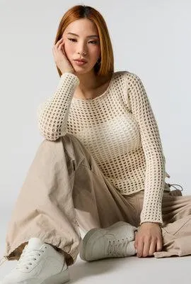Open Knit Long Sleeve Top