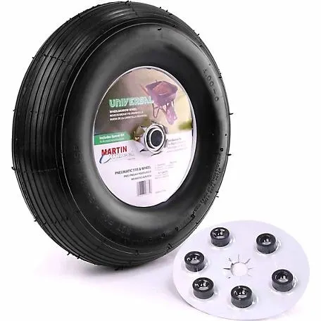 Martin Wheel Wheelbarrow and Garden Cart Wheel with Universal Hub, 13 in., 5/8 in. Ball Bearing