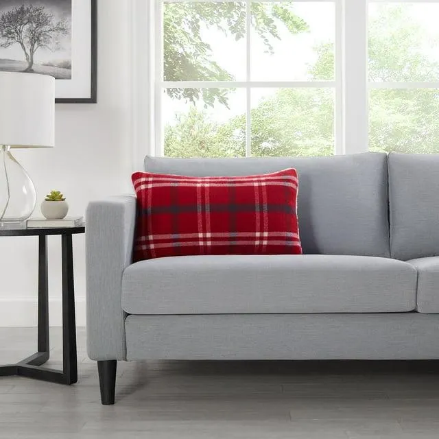 Member's Mark Plaid Faux Fur Decorative Pillow 14" x 24", Assorted Designs