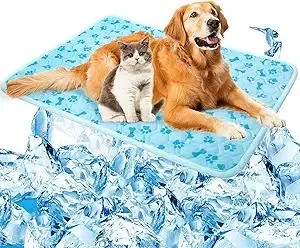 SHEJIZE Dog Cooling Mat Self-Cooling Mat for Dogs and Cats Non-Slip Pet Cool Pad Dog Sleeping Pad Summer Blanket for Pets Foldable Washable for Kennel, Travel, Bed, Cars, Indoor and Outdoor Use