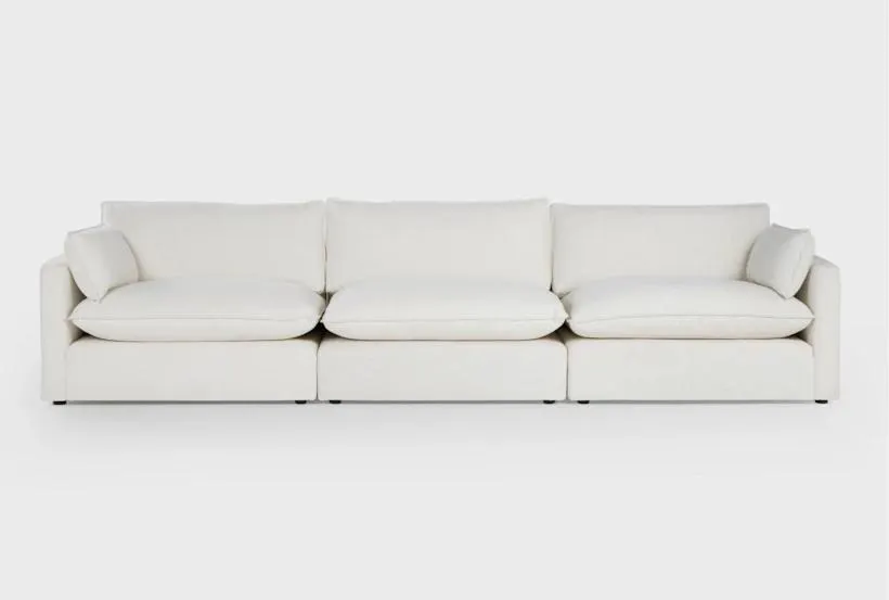 Getaway White 144" 3 Piece Modular Sofa | Featuring Crypton Performance