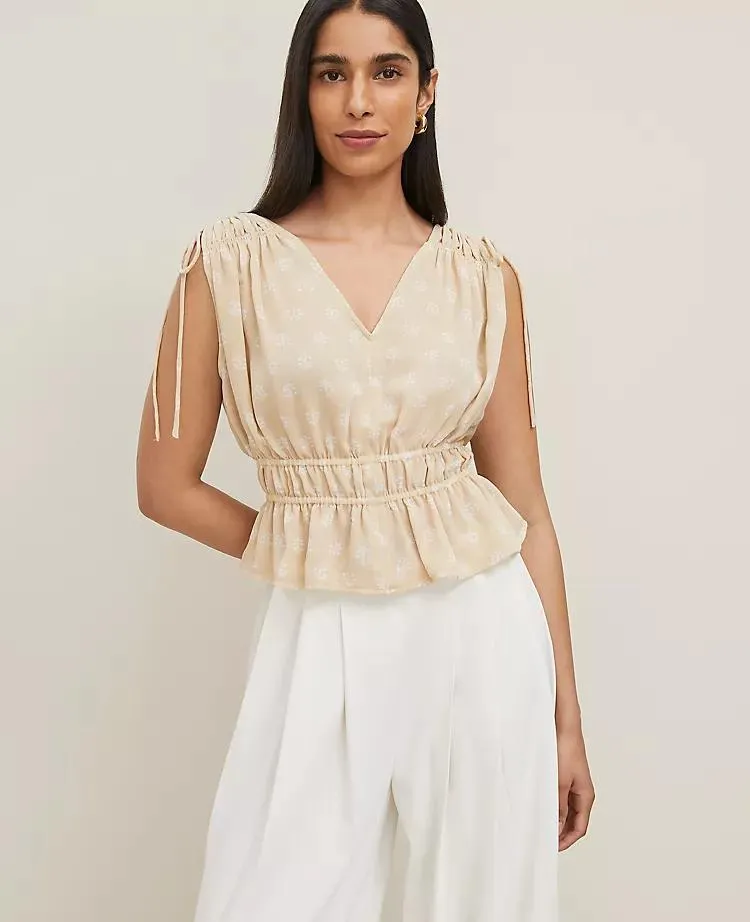 Petaled Gathered Tie Top