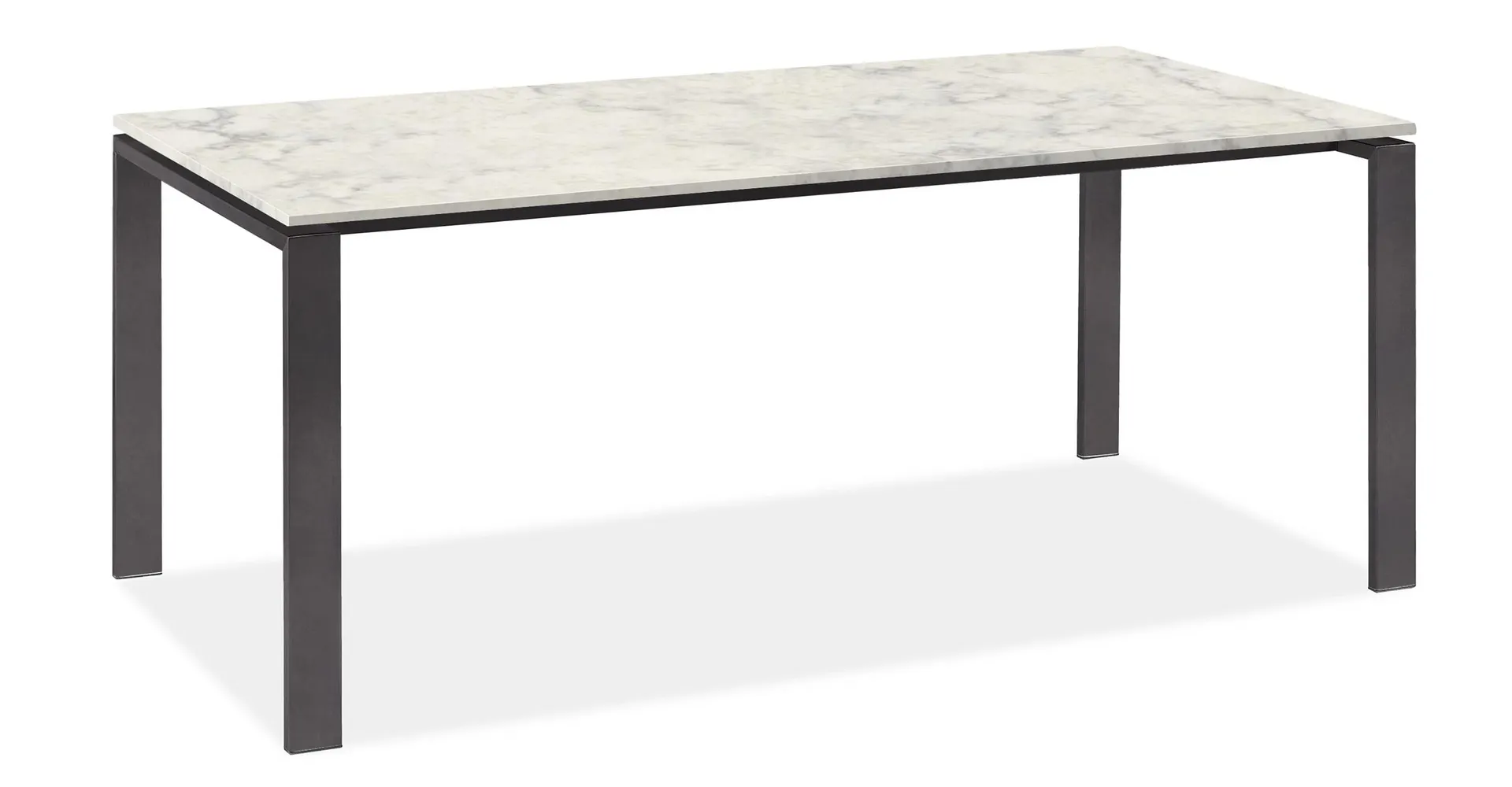 Rand 84w 18d 34h Table w/Natural Steel Legs & Marbled White Quartz Top