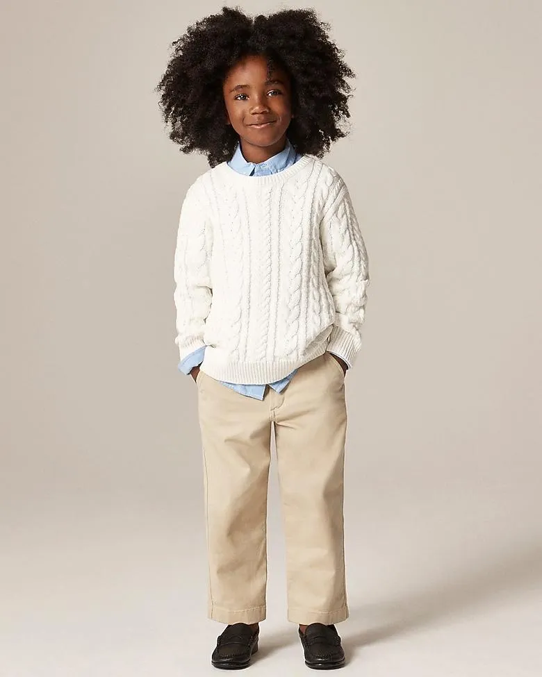 Kids' cable-knit crewneck sweater
