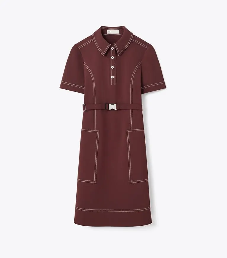 SHORT-SLEEVE PICK STITCH GOLF DRESS