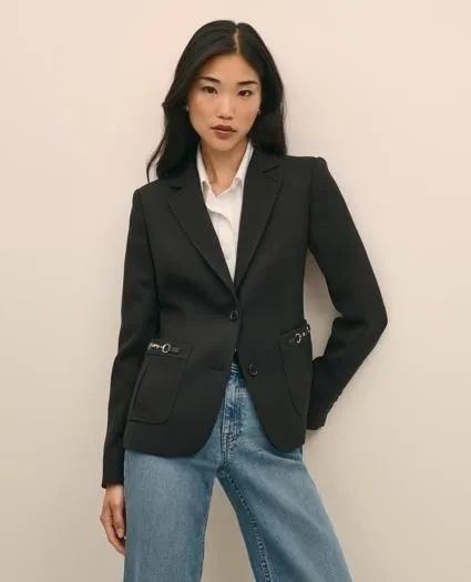 Wool-Blend Horsebit Detail Jacket