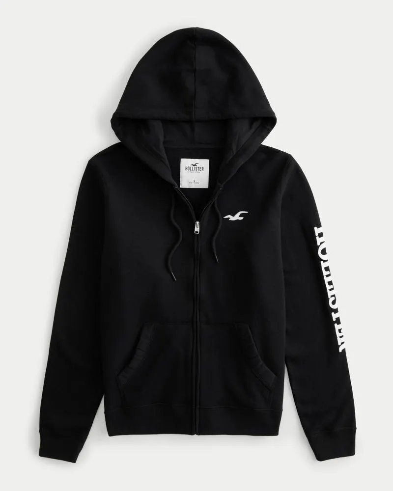 Zip-Up Logo Graphic Hoodie