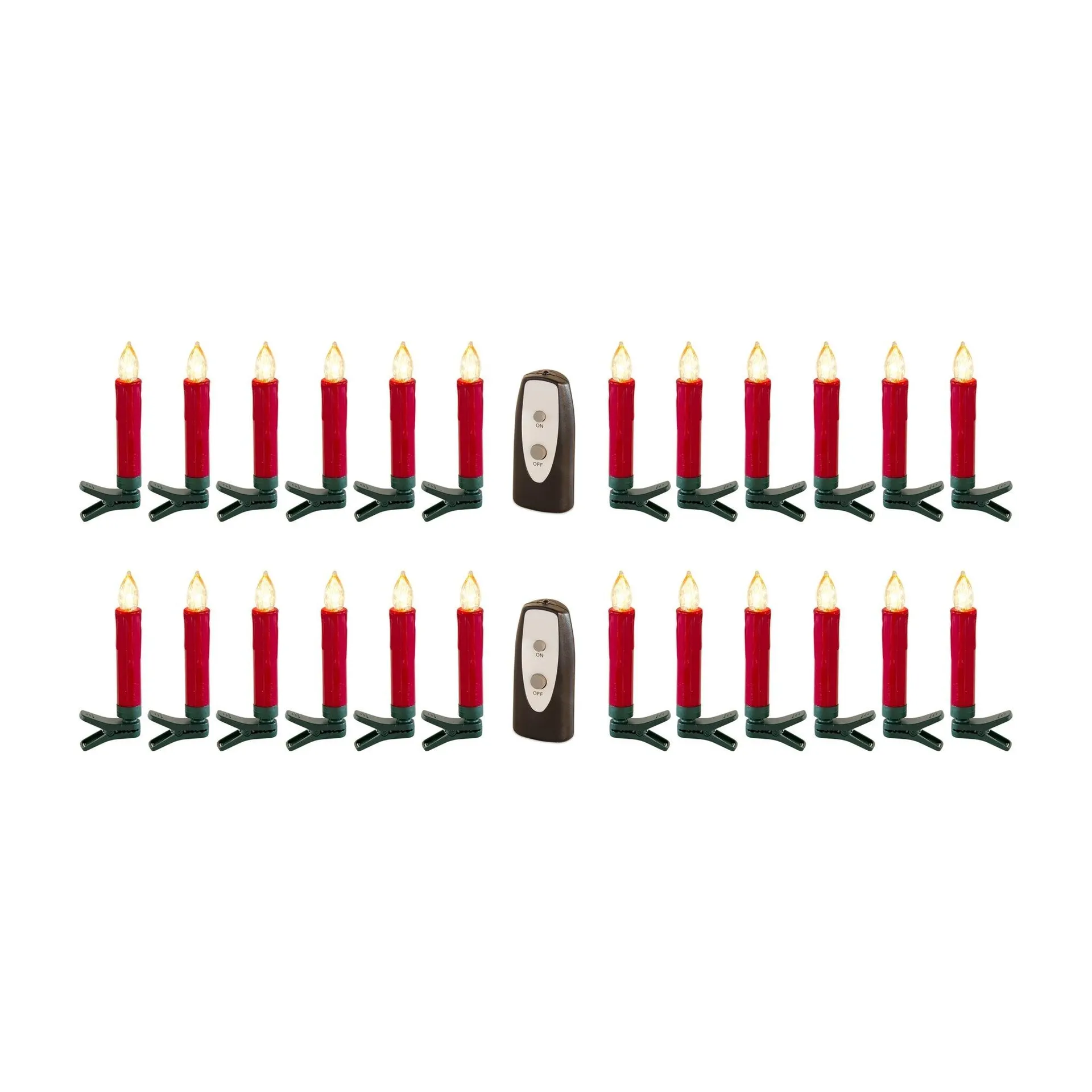 Red Led Clip on Taper Candle with Remote, Set of 24