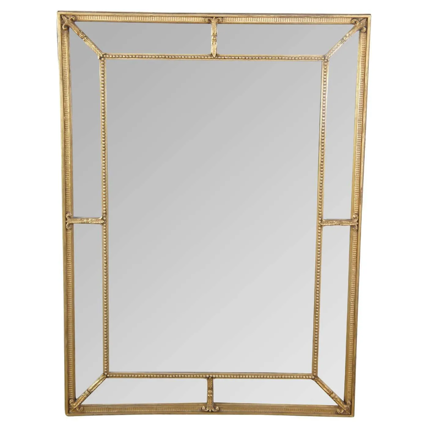 Vintage English Regency Style Giltwood Rectangular Divided Wall Mantel Mirror