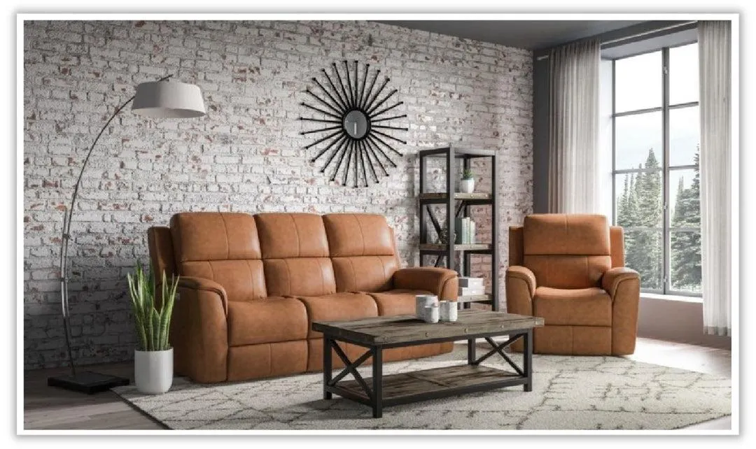 Flexsteel Henry 3 Seater Sofa With Power Recliner And Headrests