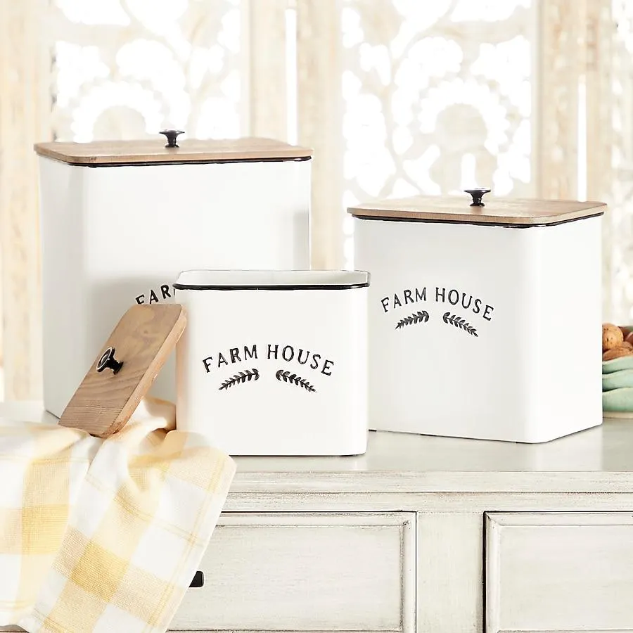 Grayson Lane 3 -Pack White Iron Farmhouse Decorative jar