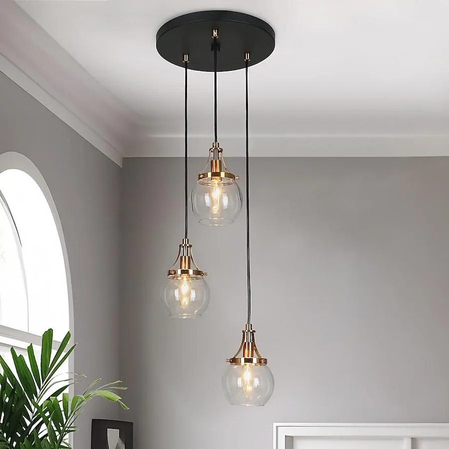 LNC Capensis 3 -Light Matte Black Modern/contemporary For Use in Bedrooms, Dining Rooms, Foyers, Kitchens, Living Rooms Chandelier