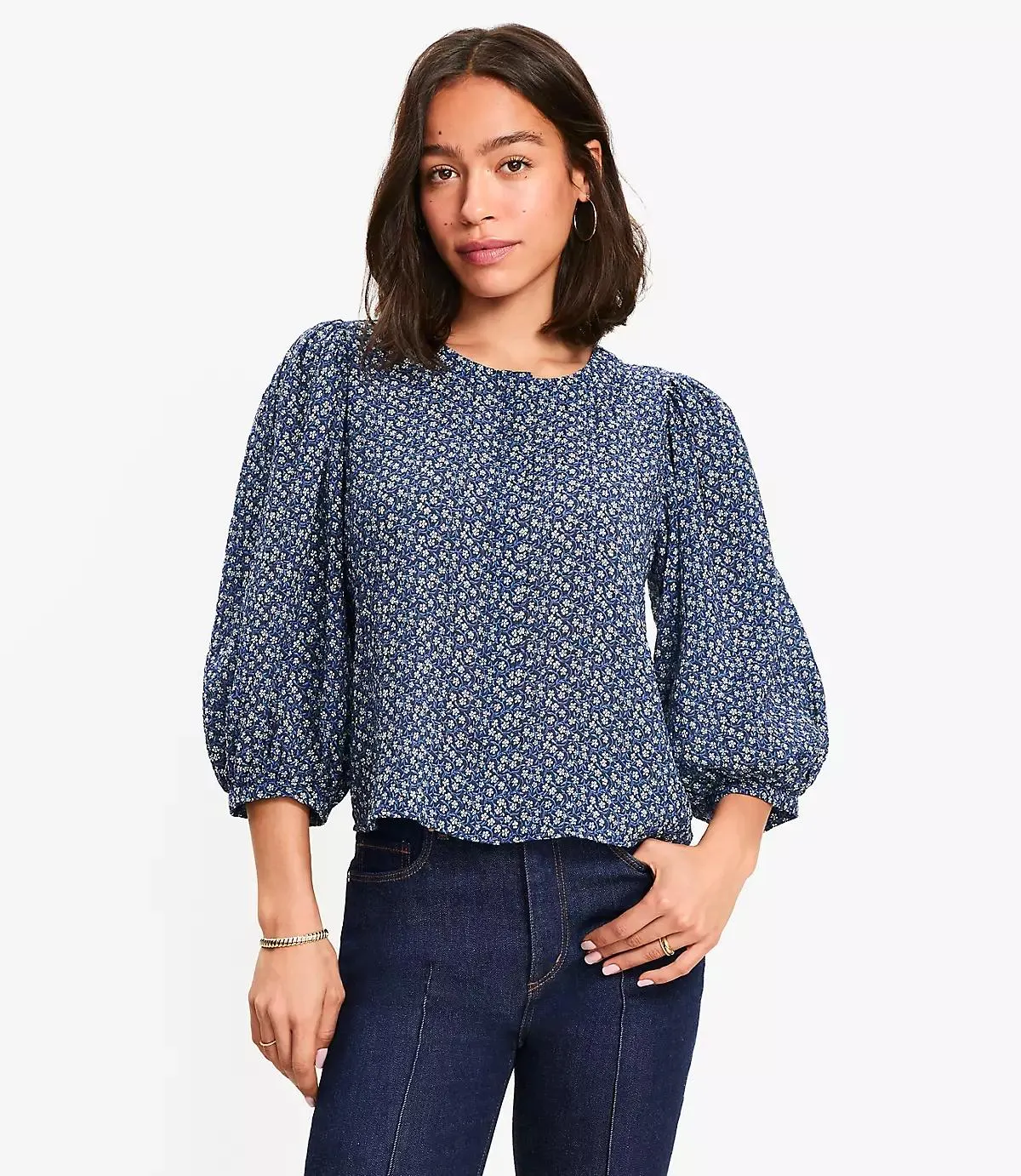 Garden Balloon Sleeve Blouse