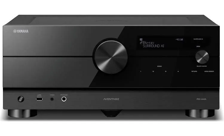Yamaha AVENTAGE RX-A4A 7.2-channel home theater receiver with Dolby Atmos®, Wi-Fi®, Bluetooth®, Apple AirPlay® 2, and Amazon Alexa compatibility