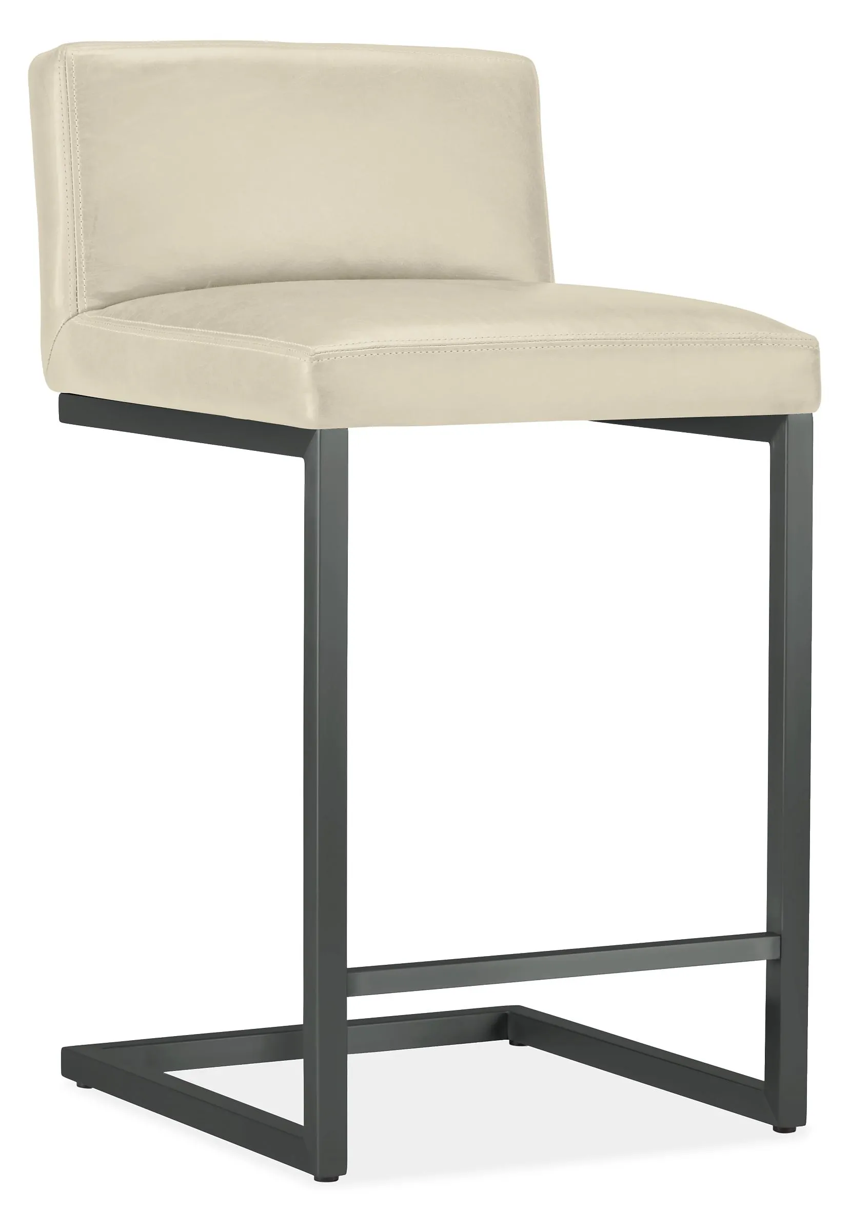 Lira Counter Stool in Urbino Ivory Leather with Graphite Frame