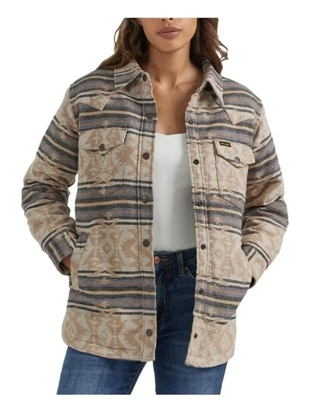 Wrangler Womens Doe Stripe Southwestern Shacket