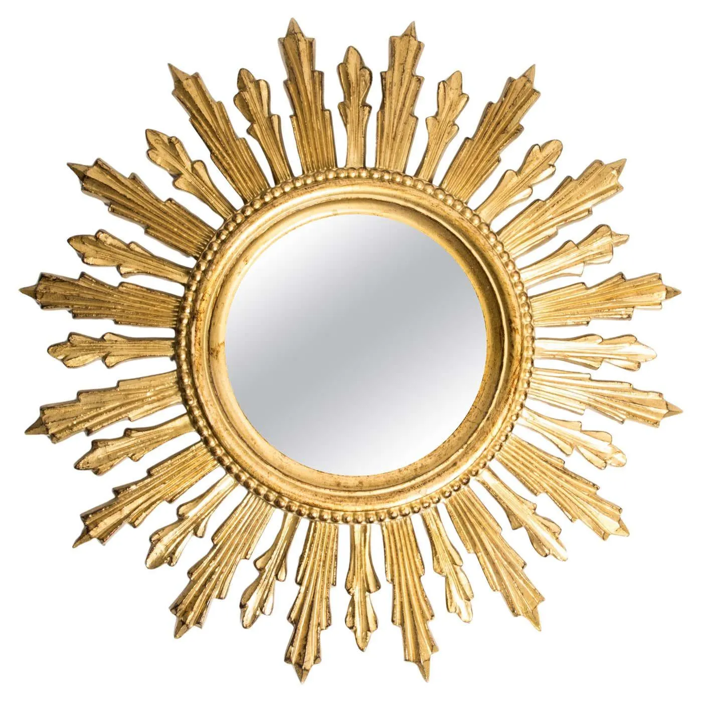Mid Century, Modern Gold Italian Sunburst Mirror, 1960s