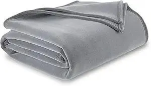 Vellux 1B07055 Original Insulating Core Hotel Style Solid blanket Machine Washable Soft Cozy Warm Pet Friendly Bed Sofa Blankets, Twin, Grey