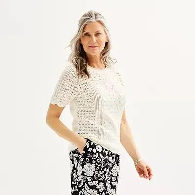 Women's Croft & Barrow® Knit Elbow Sleeve Sweater