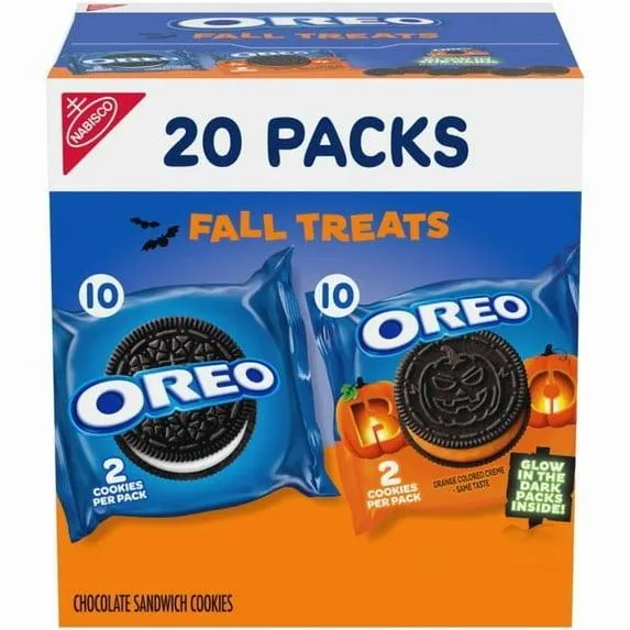 OREO Boo! Trick or Treat Halloween Cookies Variety Pack, 20 Snack Packs (2 Cookies Per Pack)