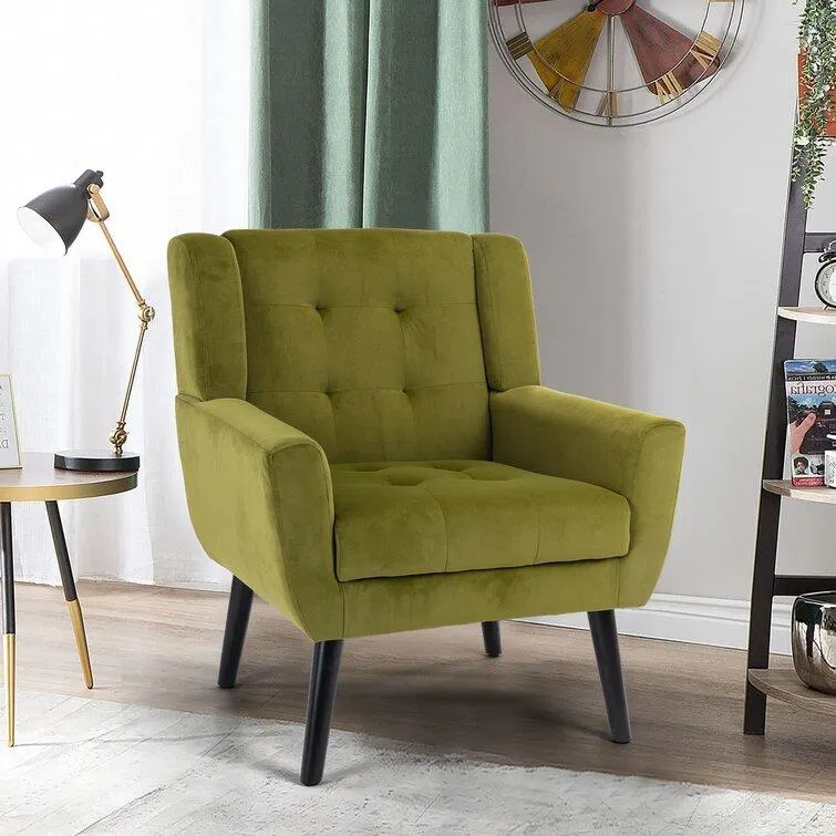 Tufted Upholstered Wide Back Armchair