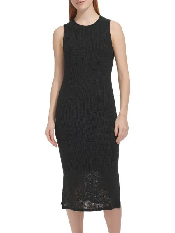 Slit Mesh Midi Dress