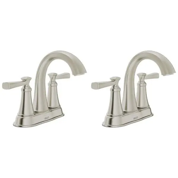 Rumson 4 in. Centerset Double Handle Bathroom Faucet in Brushed Nickel (2-pack)