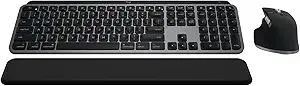 Logitech MX Keys S Combo for Mac, Wireless Keyboard and Mouse with Palm Rest, Backlit Keyboard, Fast Scroll Wireless Mouse, Bluetooth USB C for MacBook Pro, MacBook Air, iMac, iPad - Space Grey