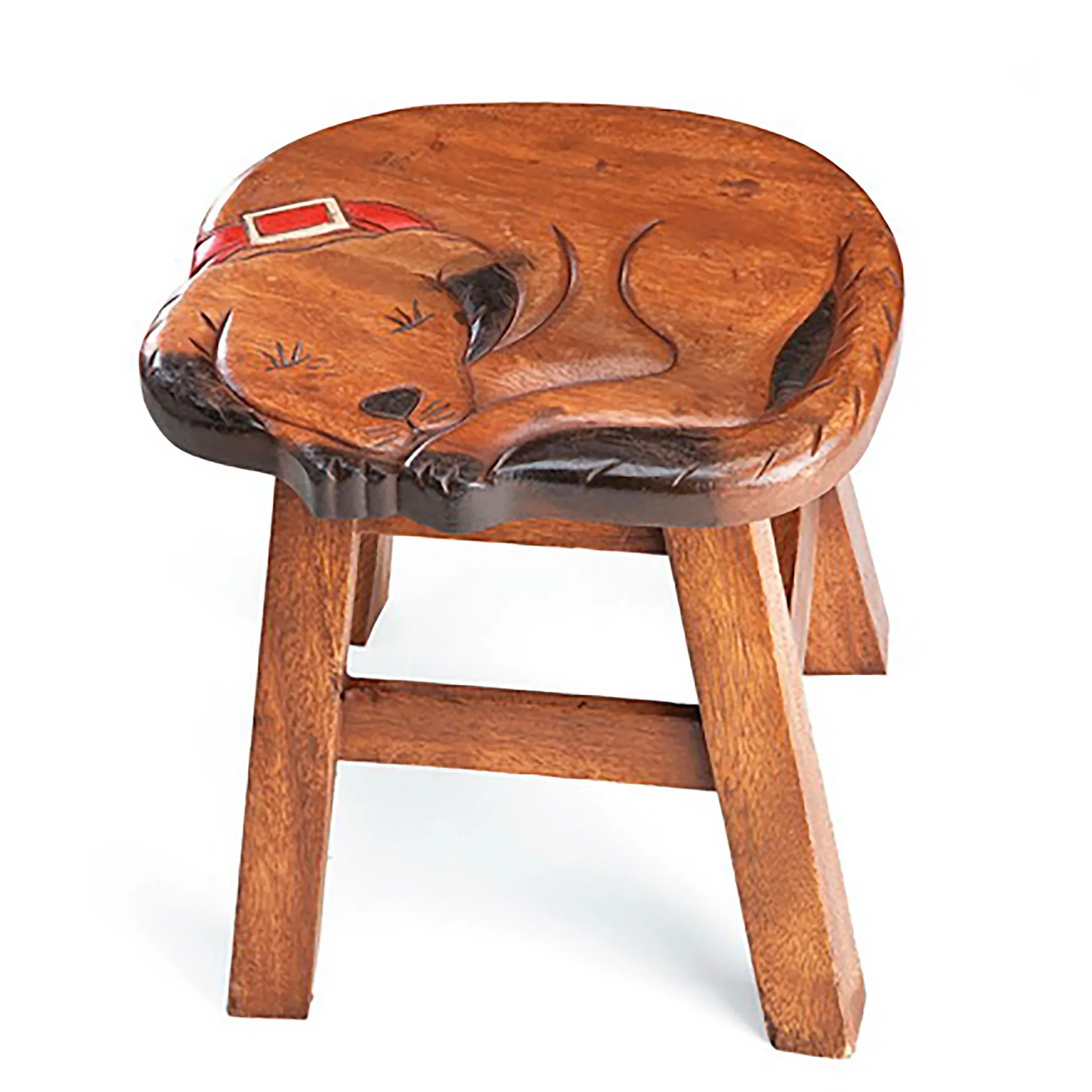 Carved Acacia Pet Footstool