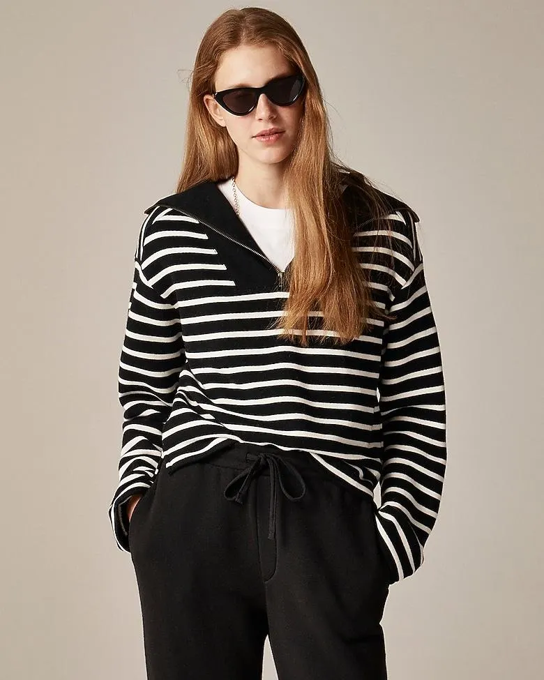 Heritage terry quarter-zip sweatshirt in stripe
