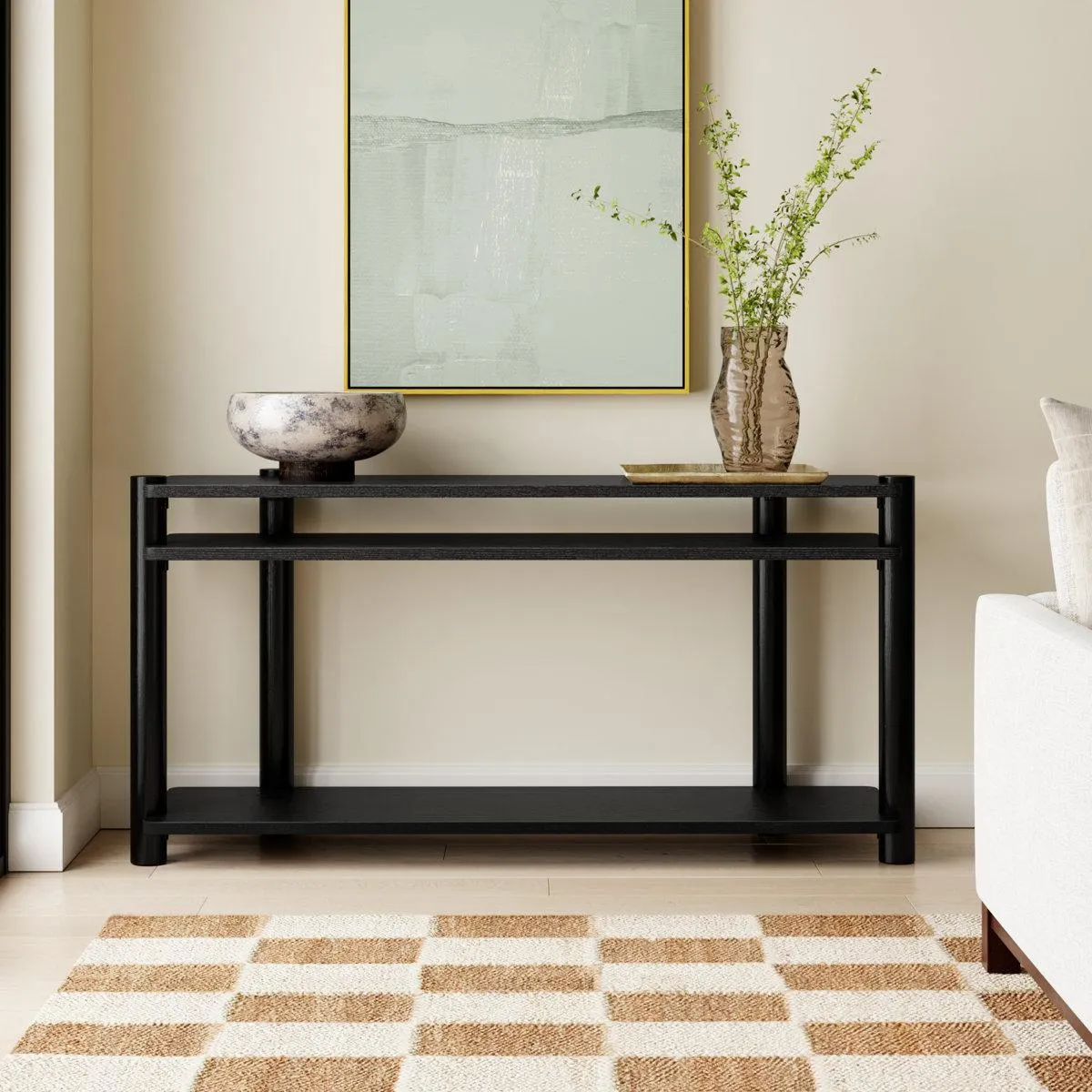 Hepburn 3 Shelf Wood Console Table