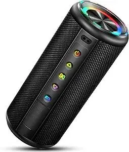 Portable Bluetooth Speaker, Bluetooth 5.4 Wireless Speaker with 20W HD Loud Stereo Sound, 15H Playtime, IP7 Waterproof, LED Lights, TWS Pairing, Built-in Mic, for Outdoor, Home, Party, Beach, Gift