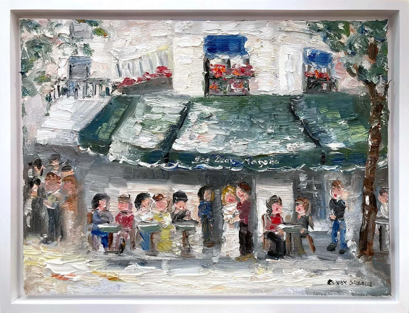 Cindy Shaoul"Les Deux Magots" Parisian Plein Air Street Scene Oil Painting on Canvas Framed 2025