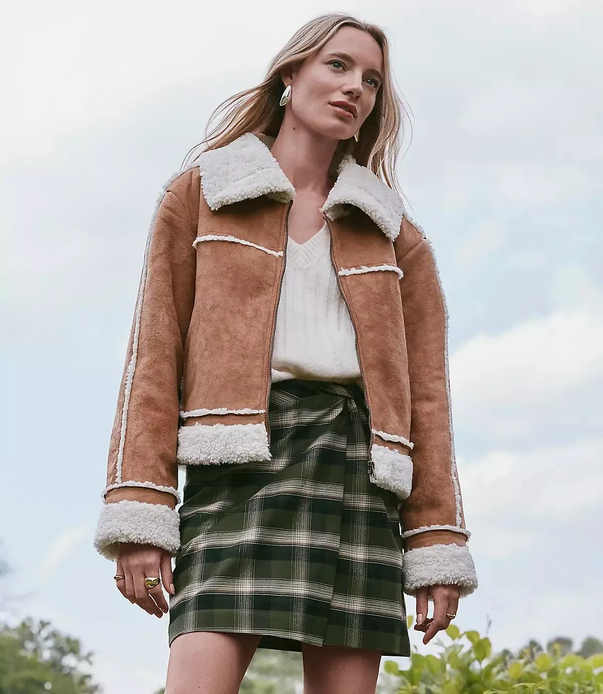 Plaid Brushed Flannel Twist Mini Skirt