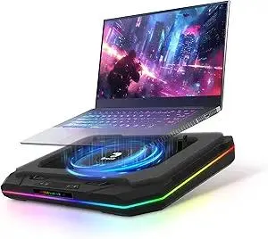 Brook Saviortop Gaming Laptop Cooling Pad – High-Speed 3500 RPM Laptop Cooler with Turbo Fan, RGB Cooling Stand for 10-19 Inch Laptops, Touch Control, USB-C Hub, Adjustable Height, Quiet Cooling Fan