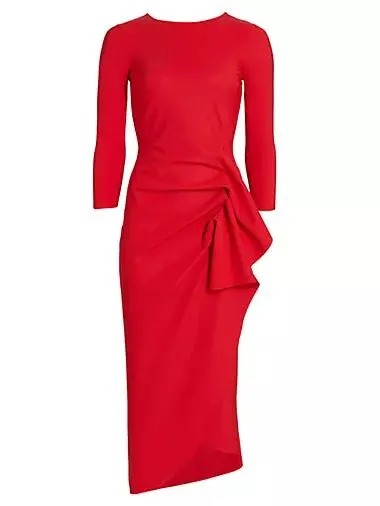 Gathered Side Midi-Dress