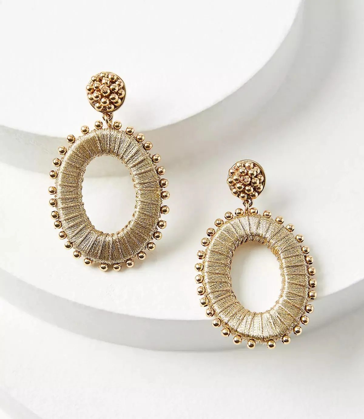 Metallic Fabric Wrapped Statement Earrings