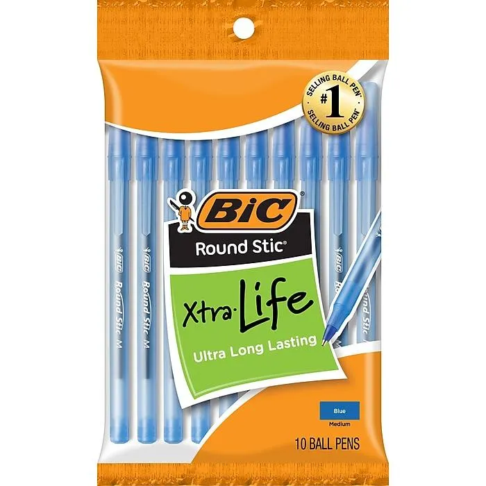 BIC Round Stic Xtra Life Ballpoint Pen,