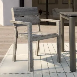 Lyle Outdoor Stackable Dining Armchair - Weathered Acacia