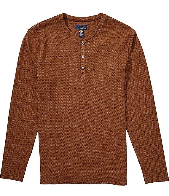 Long Sleeve Jacquard Knit Herringbone Sleep Shirt