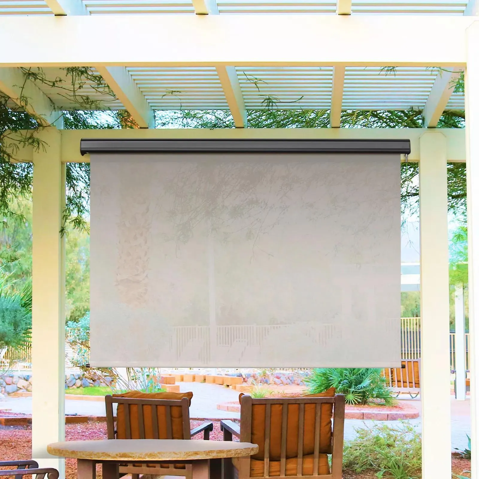Sol Armor 6' x 8' Cordless Outdoor Sun Shade with Valance