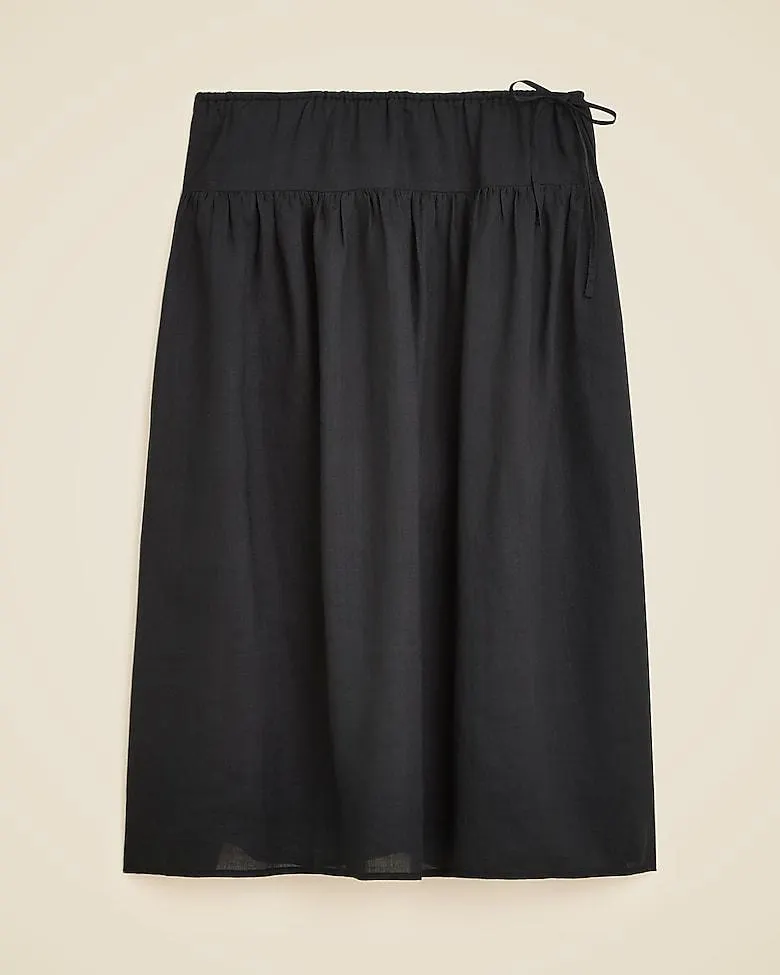Side-tie skirt in ramie