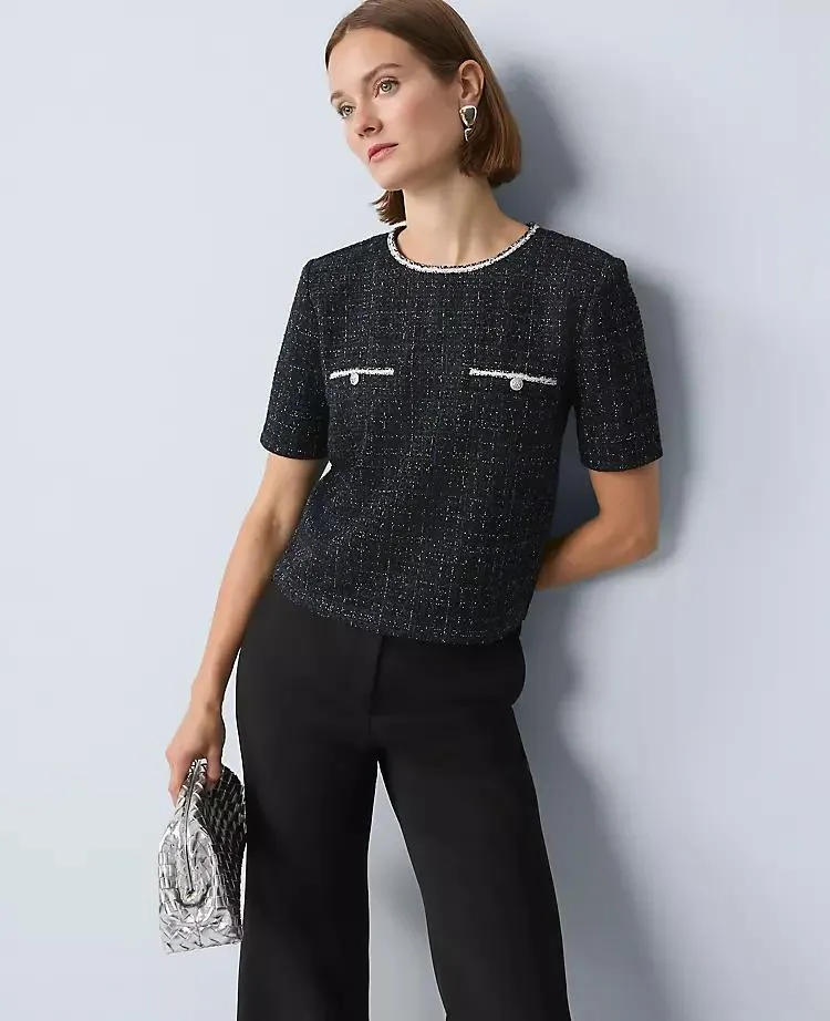 Metallic Tweed Top