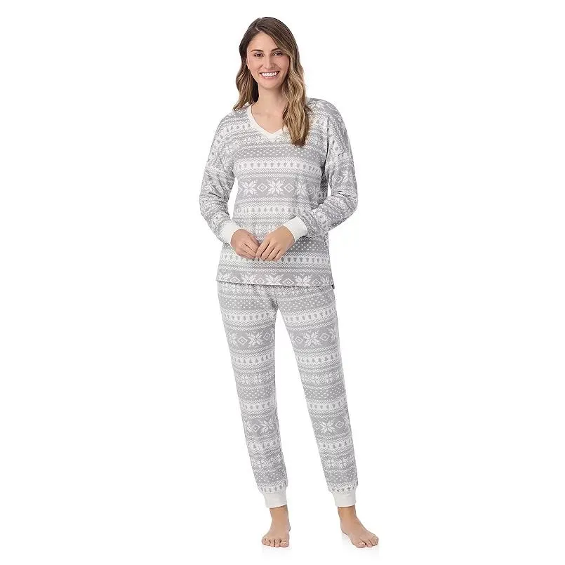 Women's Cuddl Duds® Velour Fleece V-Neck Pajama Top & Pajama Bottoms Set