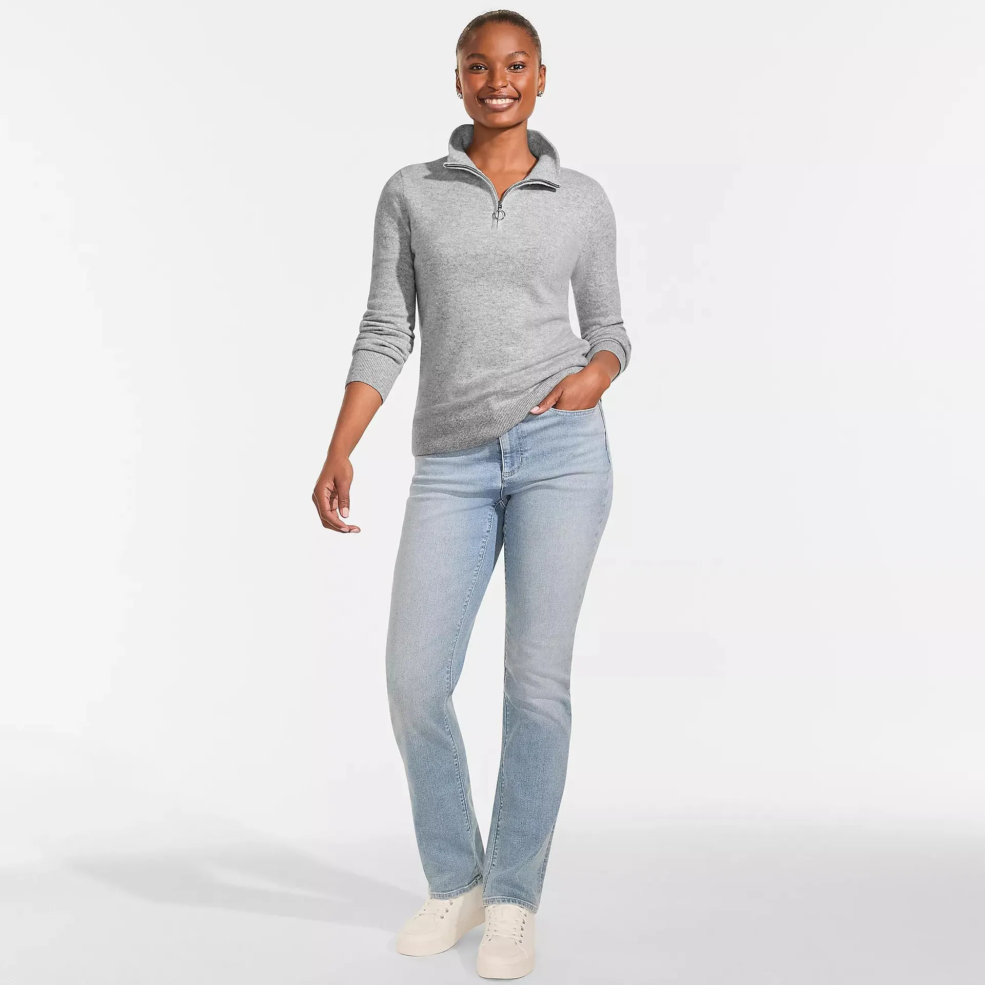 Women's Cashmere Quarter Zip Sweater