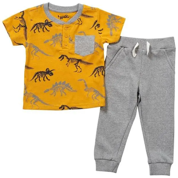 Toddler Boy Little Rebels® Dino Skeletons Top & Sweatpants Set