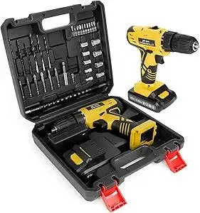 Portable 21V Power Drill Set with 37PCS Drill Bit,Cordless Drill Kit with Battery and Charger,Jar-owl Home Tool Kit with Electric Drill,Power Tool Combo Kit for Men Women Office Repair Maintain-Yellow